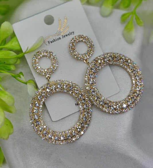 Imported Radiant Double-Hoop Crystal Earrings