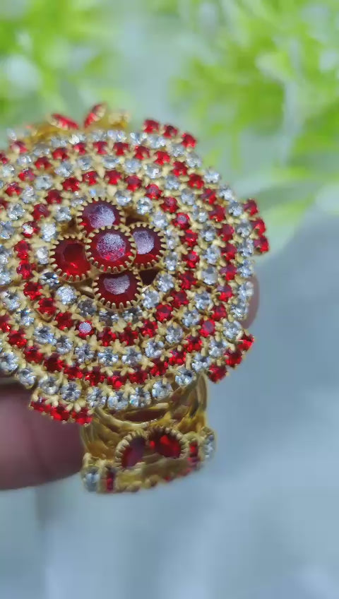 Imported Royal Ruby Crystal Golden Bracelet