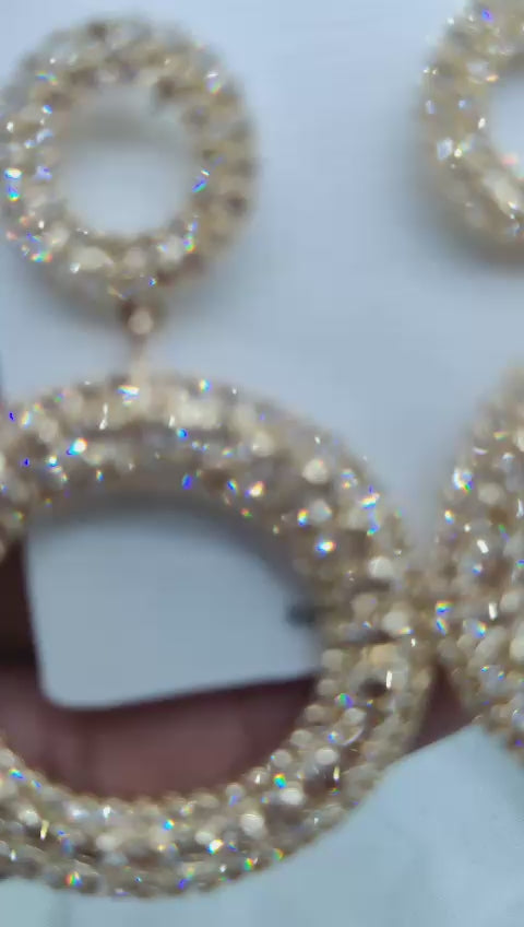 Imported Radiant Double-Hoop Crystal Earrings